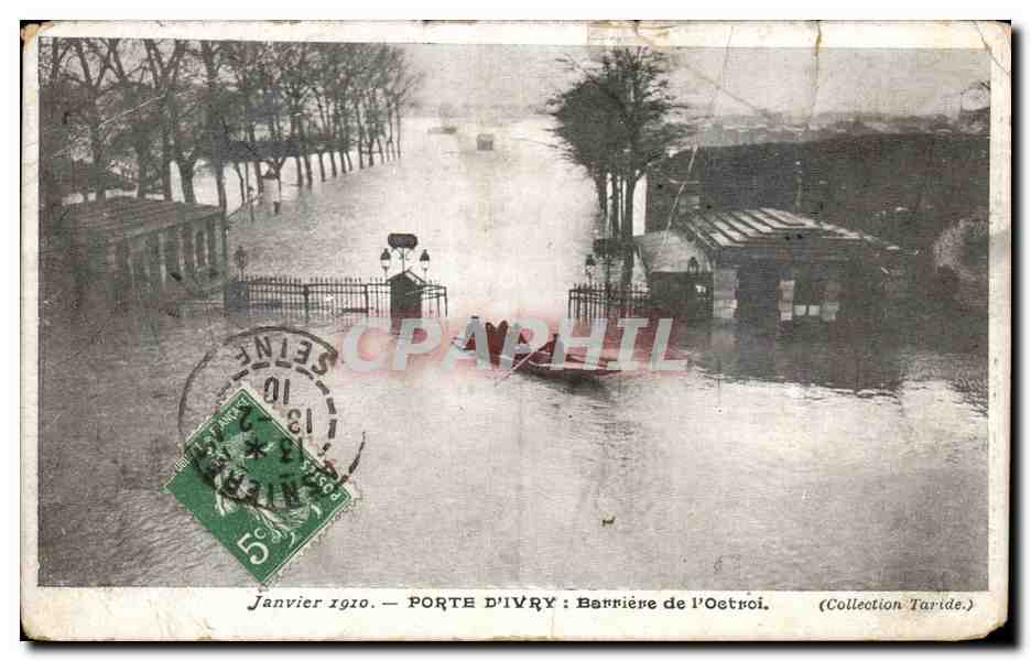 CPA Porte D'Ivry Barriere de l'Octroi Janvier 1910