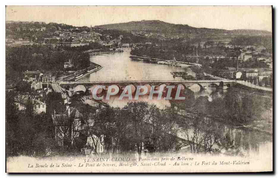 CPA Saint Cloud Panorama pris de Bellevue La Boucle de la Seine Le Pont