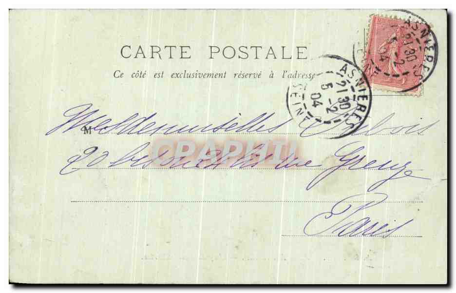 CPA Asnieres Chapelle Saint Charles — Rückseite