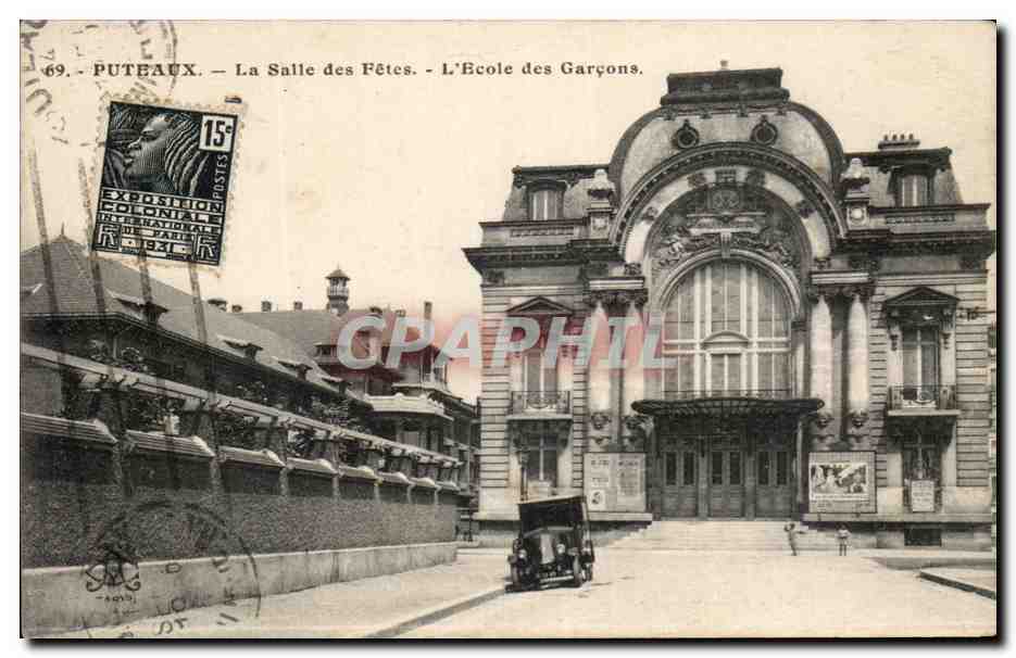 CPA Puteaux La Salle des Fetes L'Ecole des Garcons