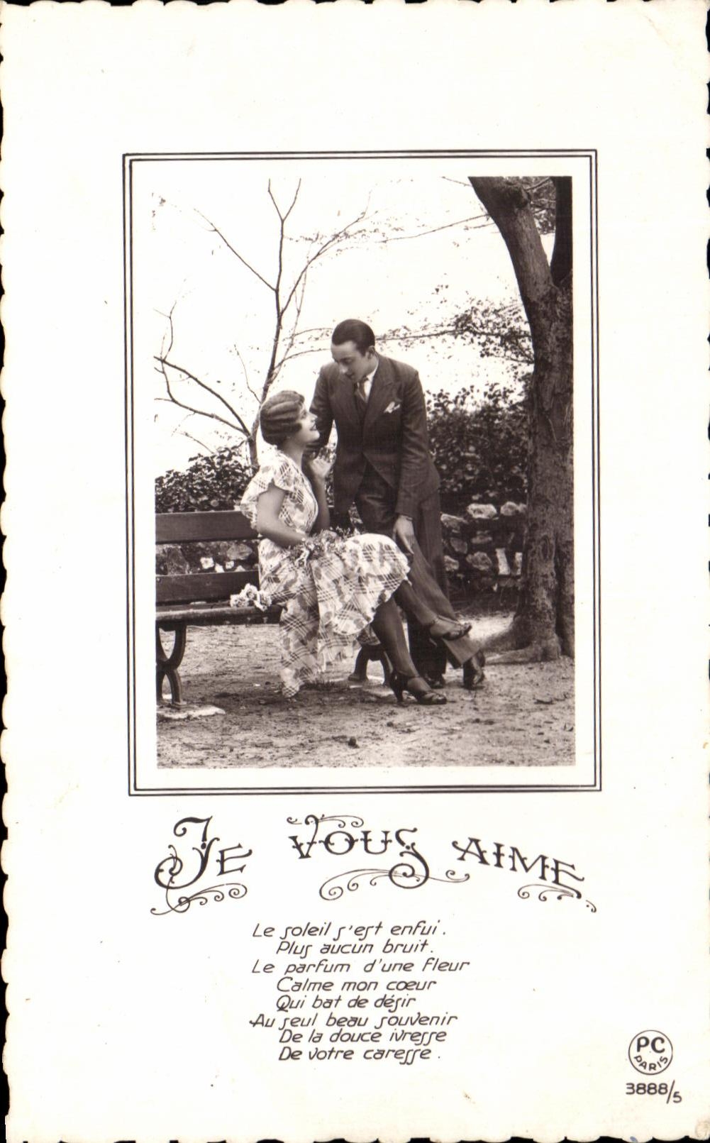CPA Je Vous Aime Le Soleil s'est enfui Femme Couple
