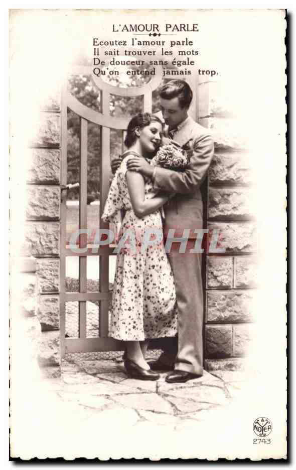 CPA L'Amour Parle Ecoutez l'amour parle Il sait trouver les mots Femme Couple