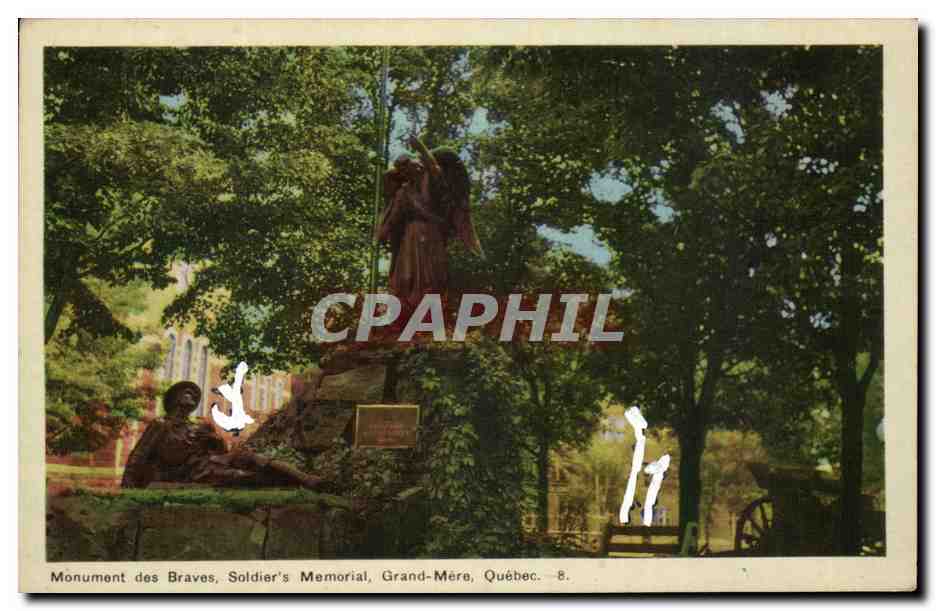 CPA Monument des Braves Soldier's memorial Grand Mere Quebec