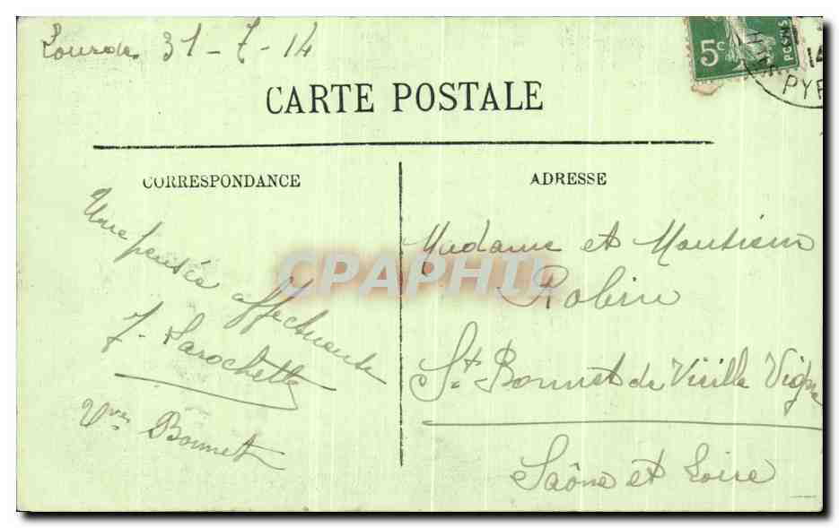 CPA Lourdes La basilique et le Gave Chatet St Victor et de bretagne  — Verso