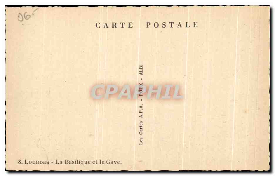 CPA Lourdes La Basilique et la Gave — Verso