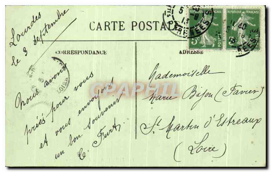 CPA Lourdes La Basllique  — Verso