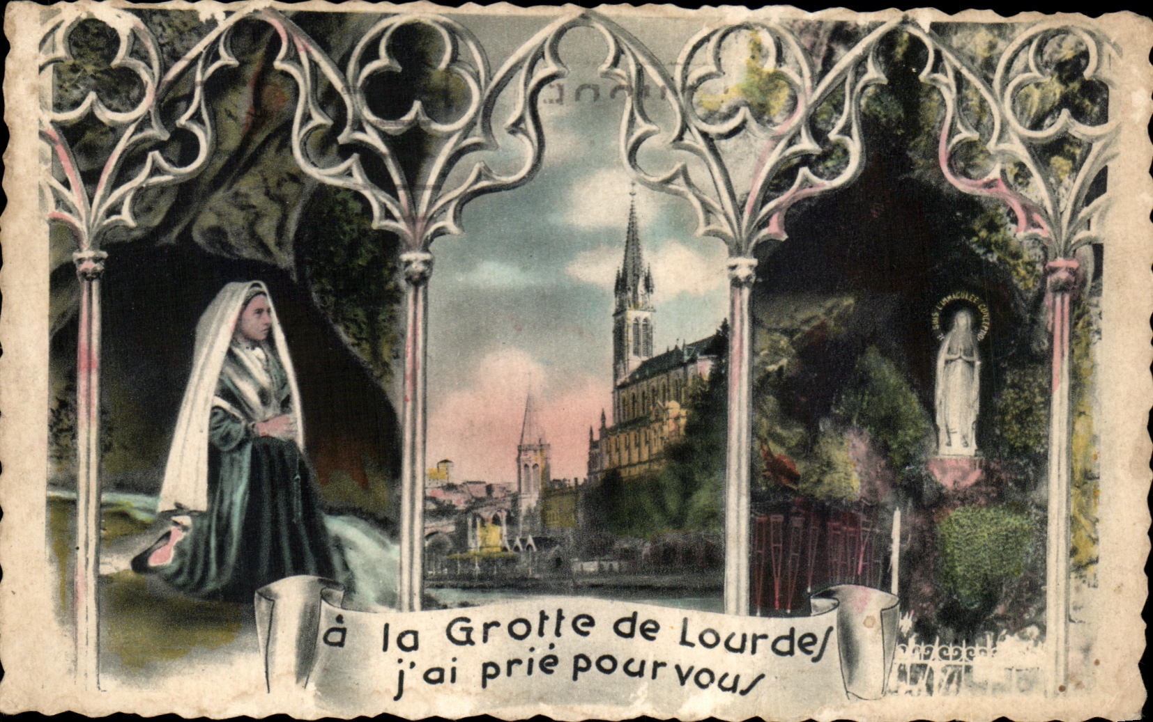 CPA La Grotte de Lourdes J'ai prie pour vous