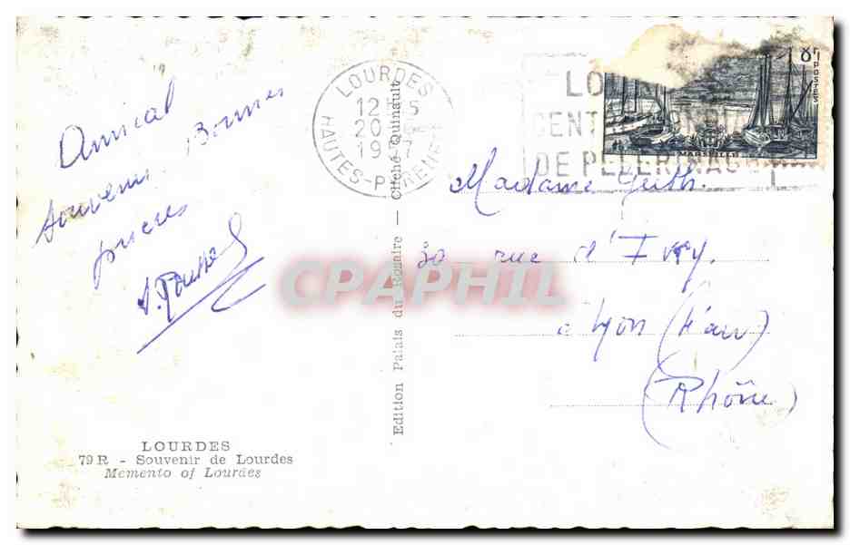 CPA Lourdes Souvenir de Lourdes  — Verso
