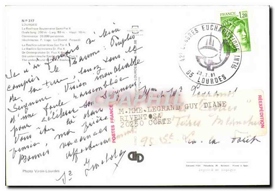 CPA Lourdes Photo Viron — Verso
