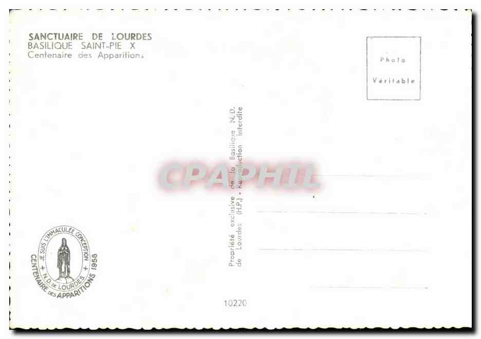 CPA Lourdes Basilique souterraine Saint Pie X — Verso