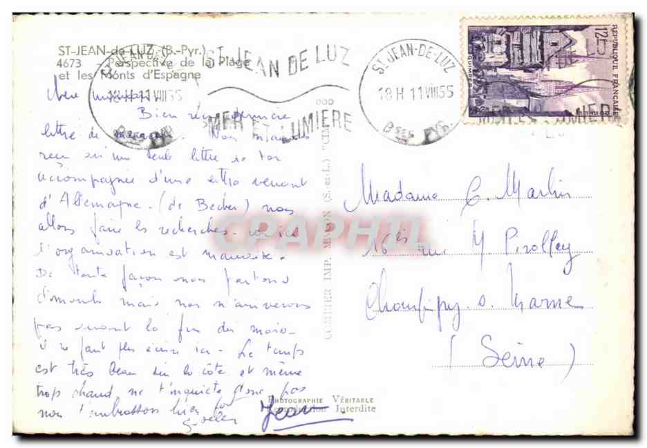 Saint-Jean-de-Luz — Perspectiva de la playa y los Montes de España — Imp. Méon (St-Jean-de-Luz) — Reverso