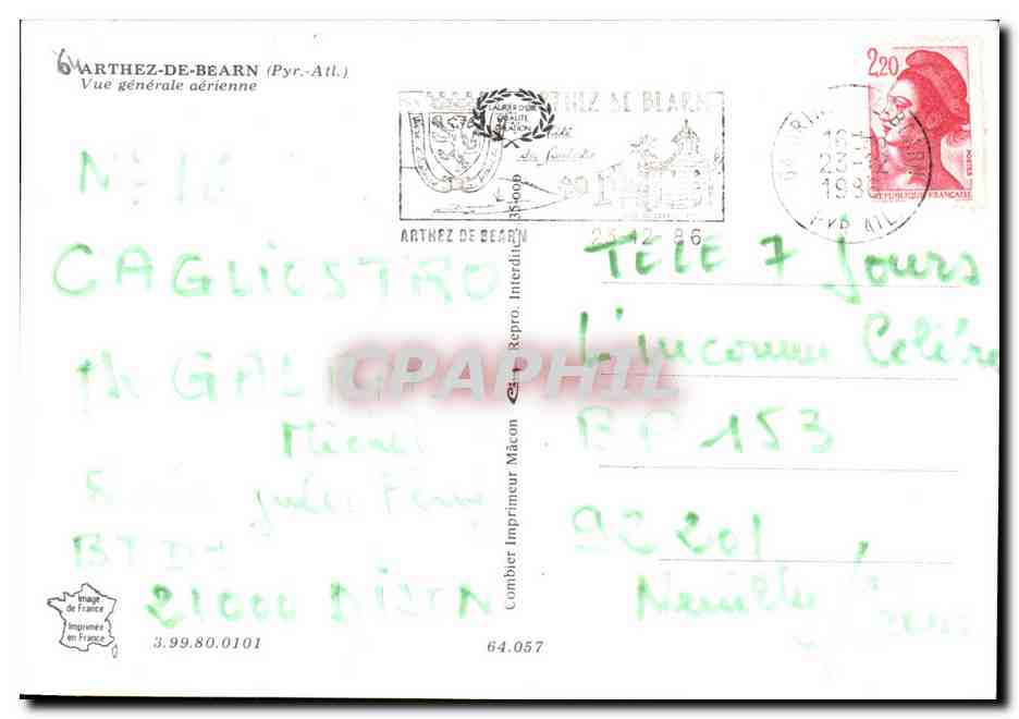 CPM Arthez De Bearn vue generale aerienne — Rückseite