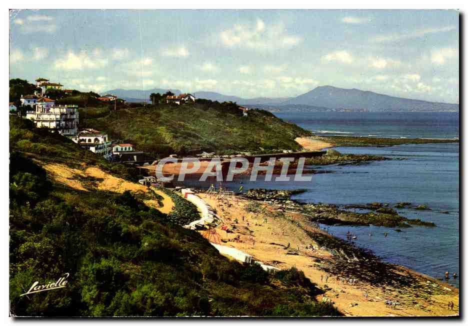 CPSM Guethary Vue generale de la Plage Au fond l'Espagne