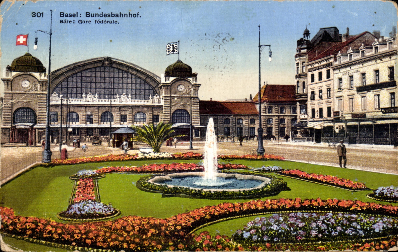 CPA Basel Bundesbahnhof Gare federale