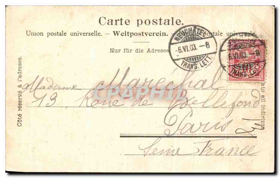 CPA Neuchatel Le chateau — Verso