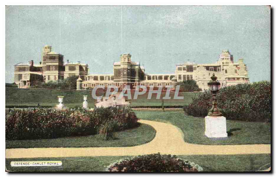 Ostende - Chalet Royal — vue du bâtiment et du jardin