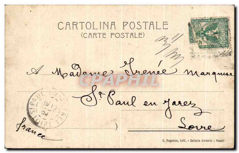 CPA Napoli Il Vesuvio dalla Funicolare Volcan — Rückseite