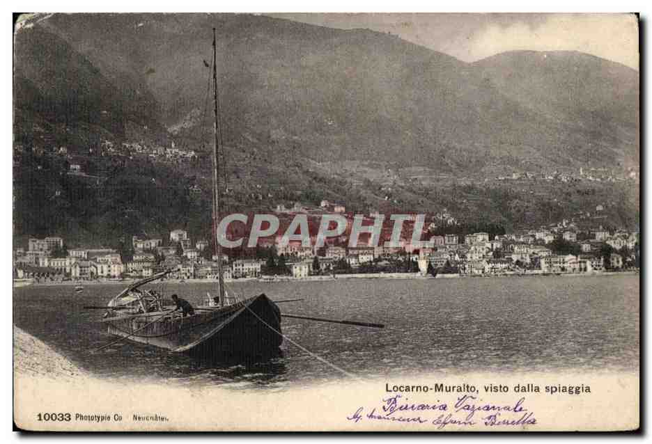 CPA Locarno Muralto visto dalla spiaggia Bateau