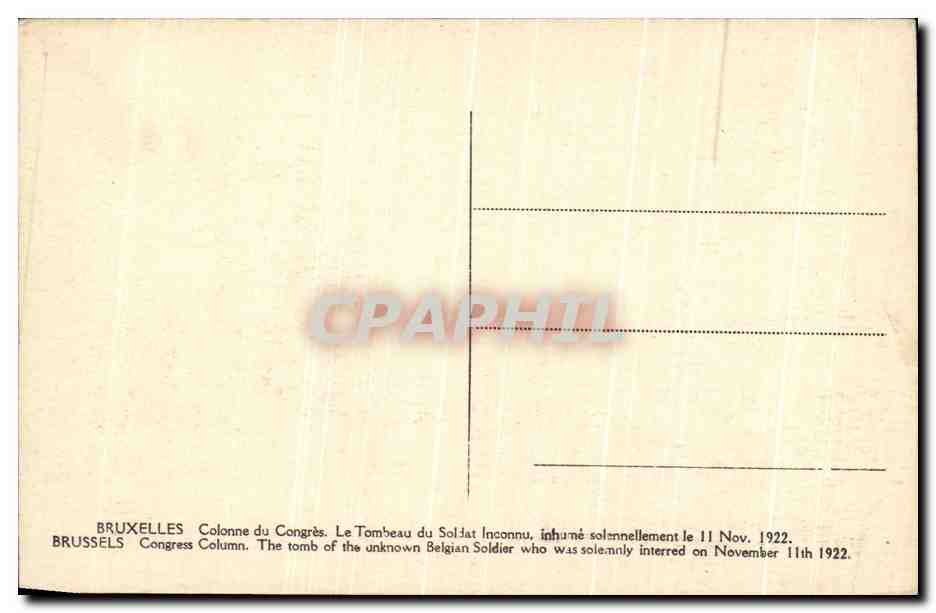 CPA Bruxelles Le tombeau du soldat inconnu Lions — Verso