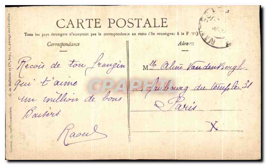 CPA Paris Albert Usines Rochers Schneider Militaria — Back