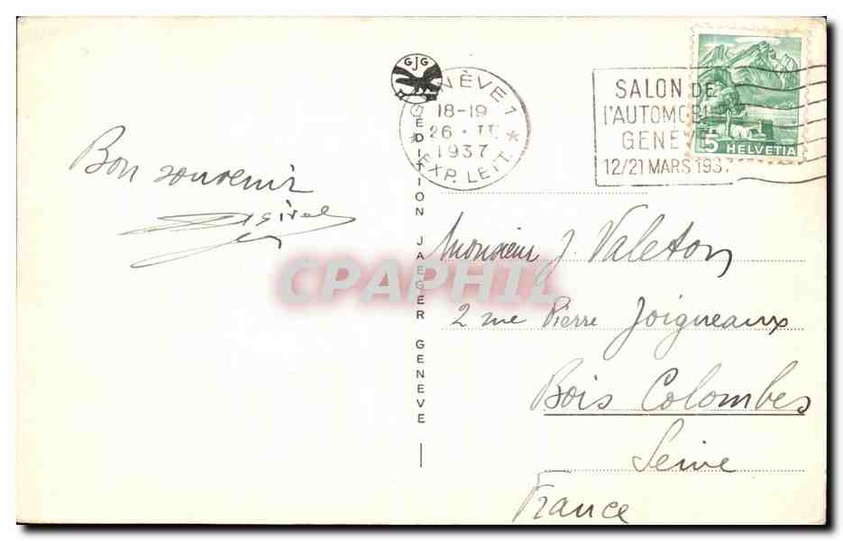 CPA Geneve d Eau et le Mont Blanc — Rückseite