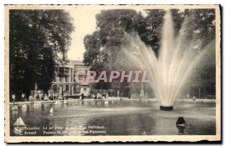 CPA Bruxelles Le jet d'eau et le parlement 