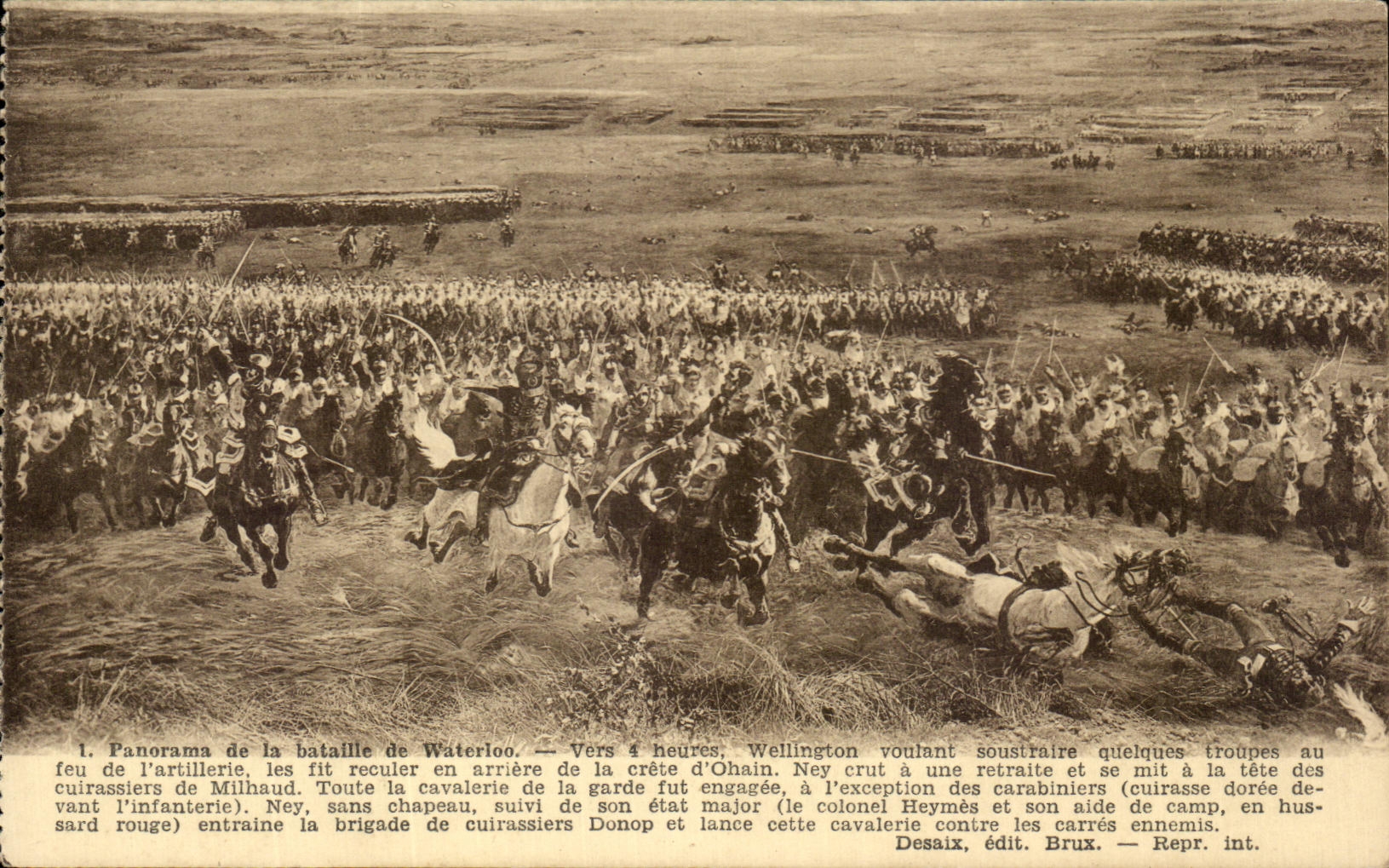 Bataille de Waterloo — Panorama de la Butte du Lion — Desaix, édit. Brux.