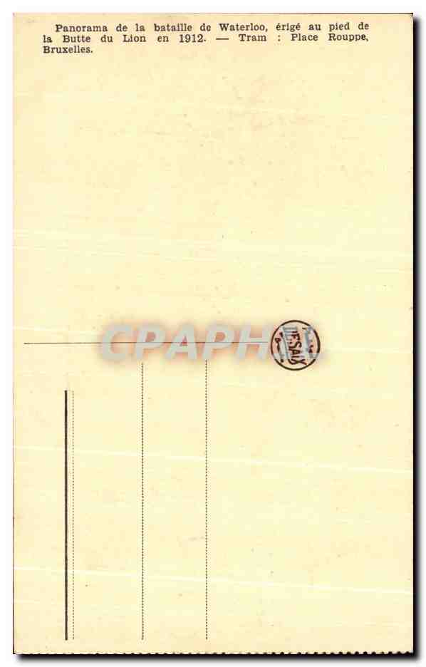 Bataille de Waterloo — Panorama de la Butte du Lion — Desaix, édit. Brux. — Verso