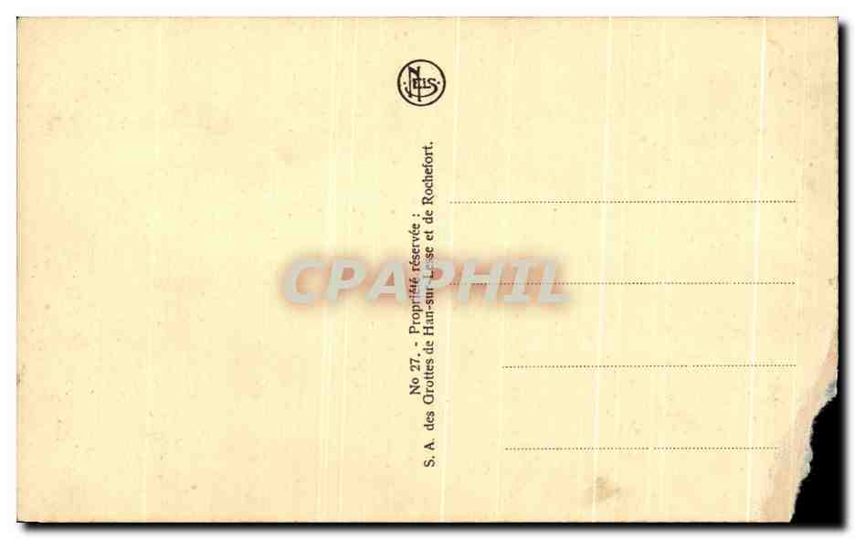 Grottes de Han — La sorlie — J. L. S. Éditeur, n° 27 — Verso