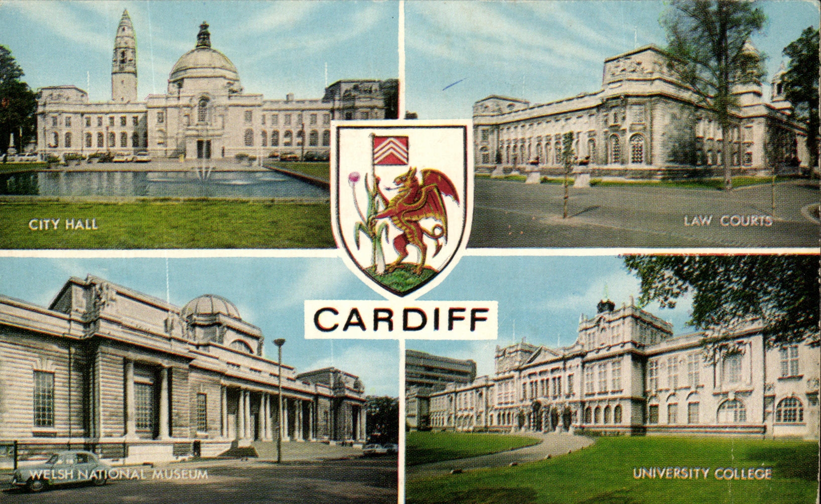 Cardiff — Ayuntamiento, Tribunales, Museo Nacional Galés, Colegio Universitario — J. Salmon