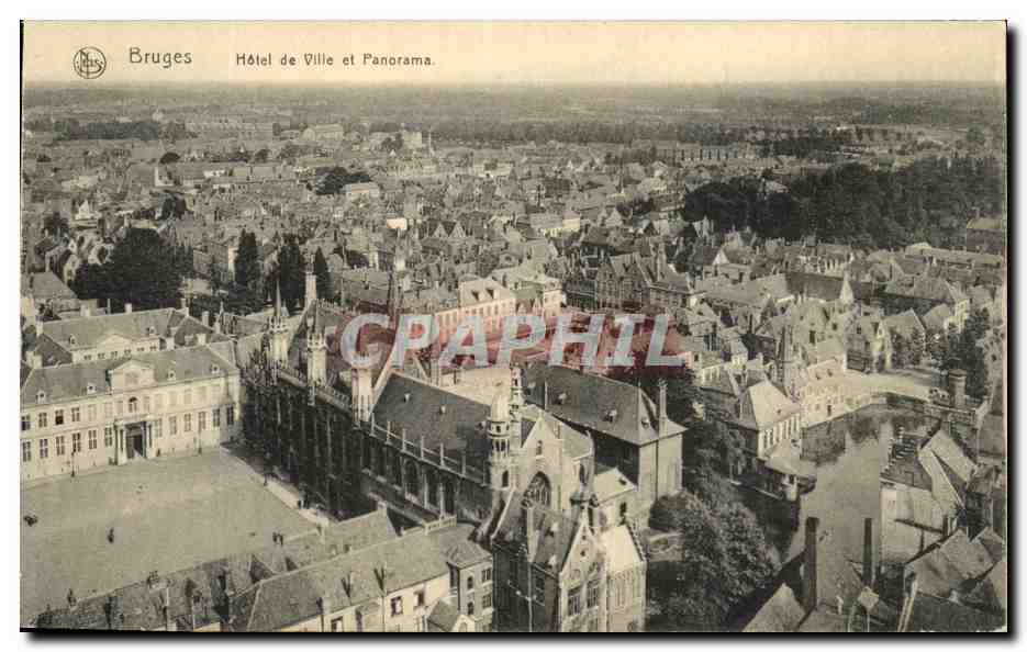 CPA Bruges Hotel de Ville et Panorama