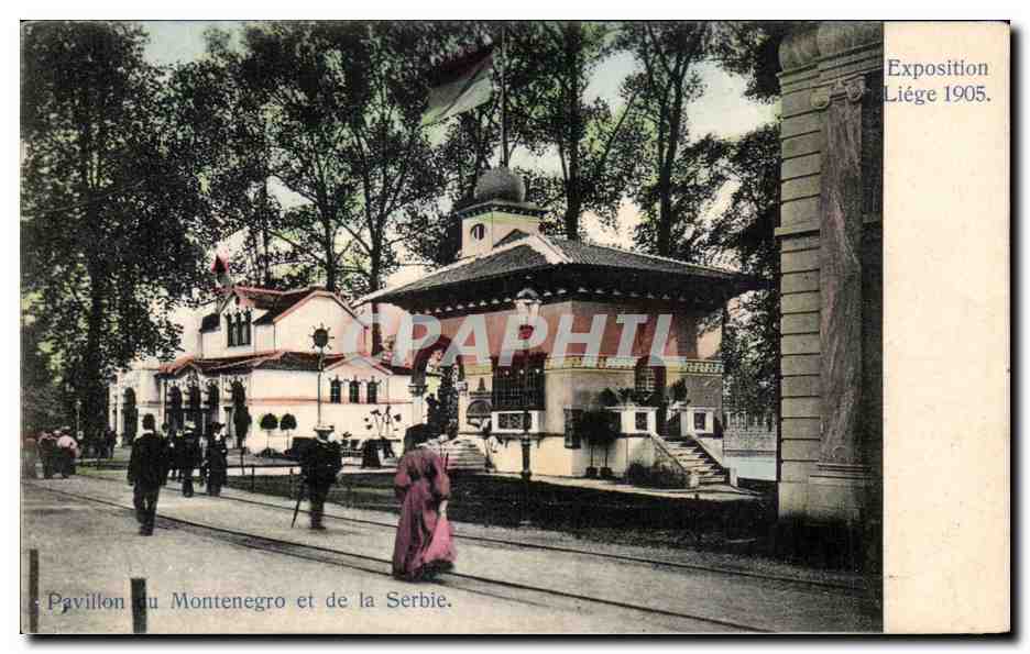 Pavillon du Monténégro et de la Serbie — Exposition de Liège 1905 — Depôt Rue Fragnée 204 Liège