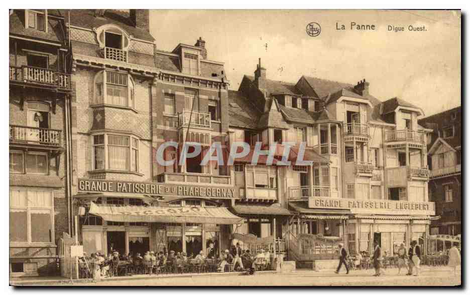 La Panne - Digue Ouest — Grande Pâtisserie du Phare Gernay et Grande Pâtisserie Englebert — éditeur N. JESS, série 9