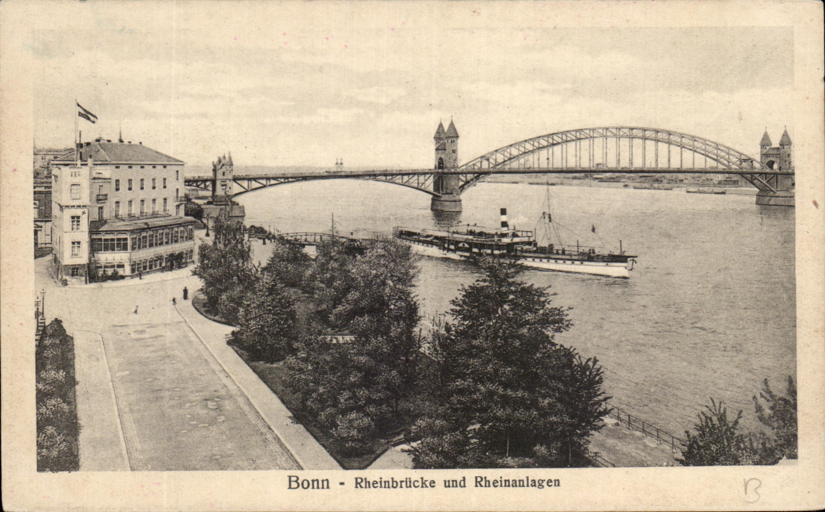CPA Bonn Rheinbrucke und Rheinanlagen Bateau