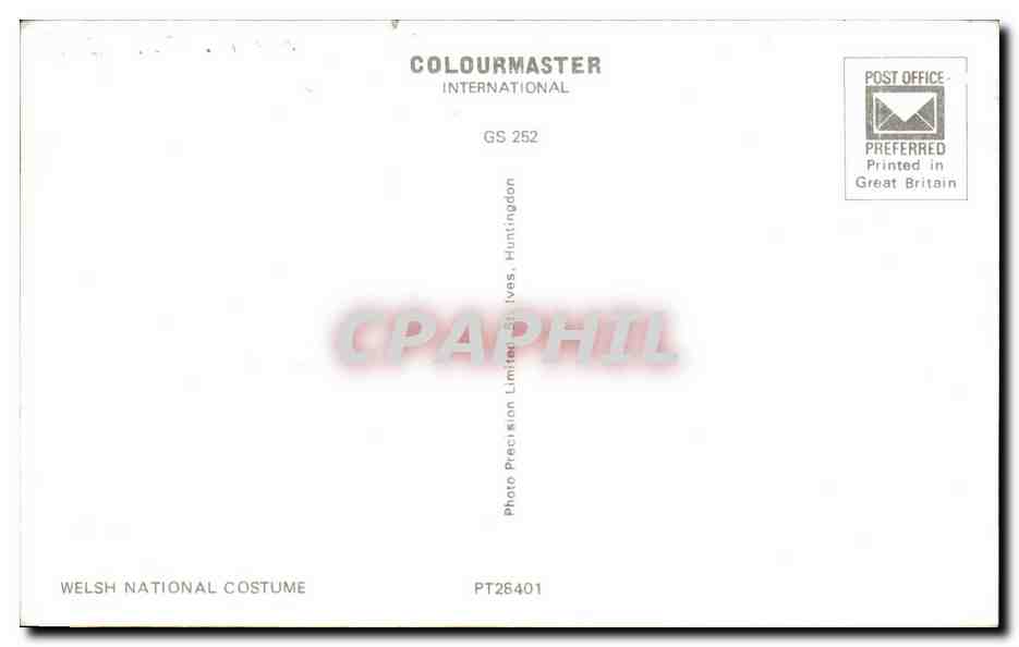 Costumes nationaux gallois — éditeur Colourmaster International, n° GS 252 — Rückseite