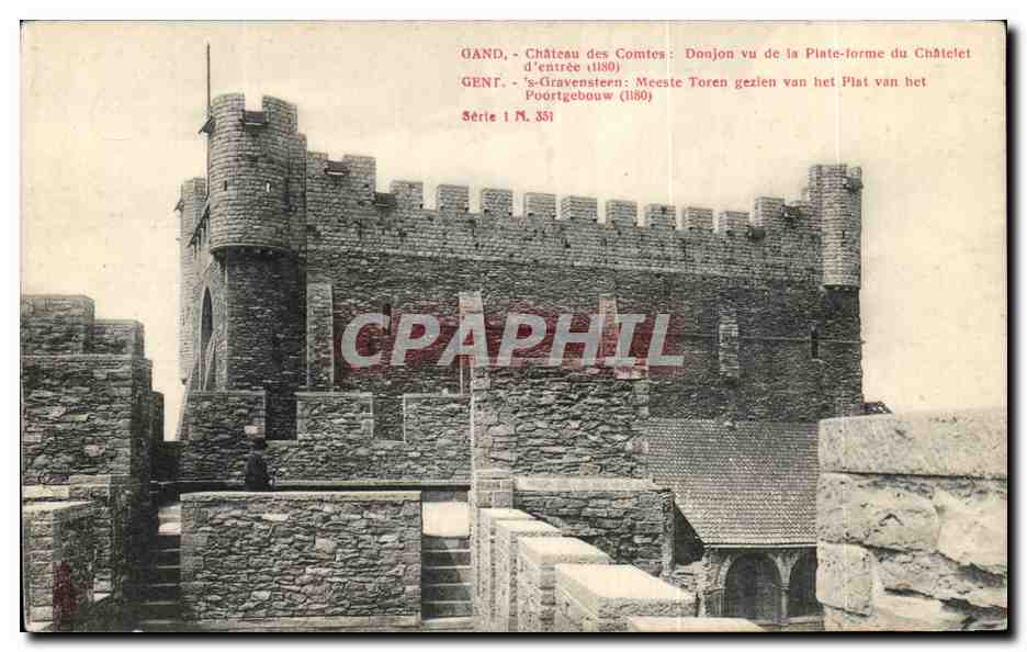 Gand - Schloss der Comtes: Bergfried von der Plattform des Châtelet aus gesehen (1180)