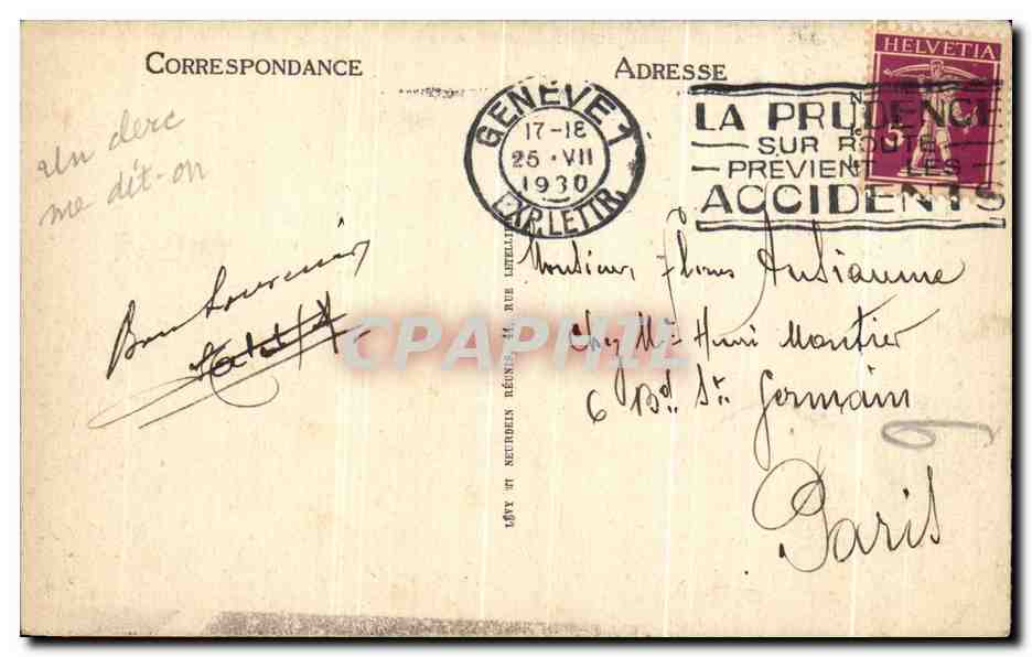 CPA Geneve Le Port Bateau — Verso
