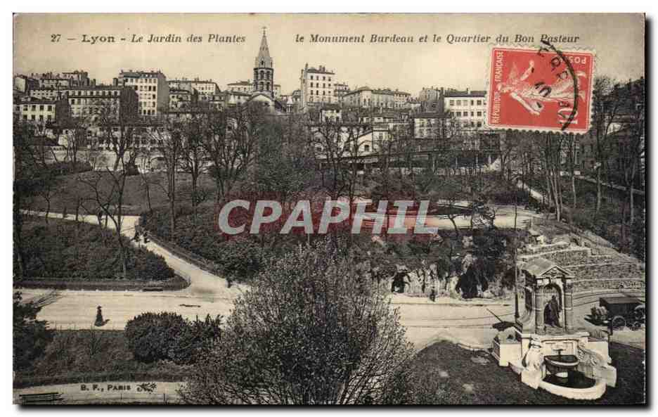 Lyon - Le Jardin des Plantes — le Monument Burdeau et le Quartier du Bon Pasteur — B. F., Paris