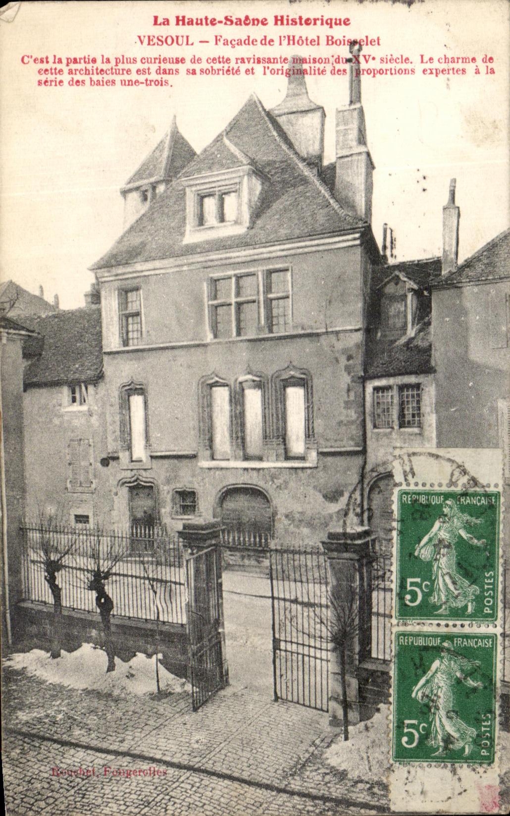 CPA La Haute Saone Historique Vesoul Facade de l'Hotel Boisselet