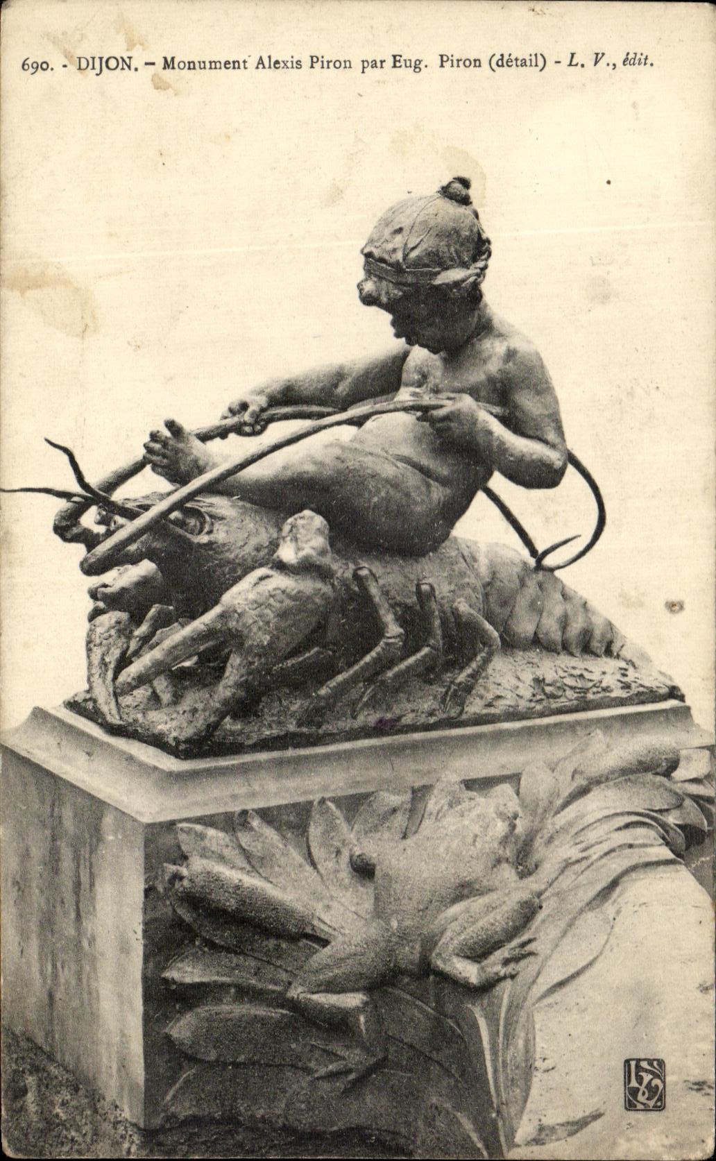 CPA Dijon Monument Alexis Piron par Eug Piron Grenouille