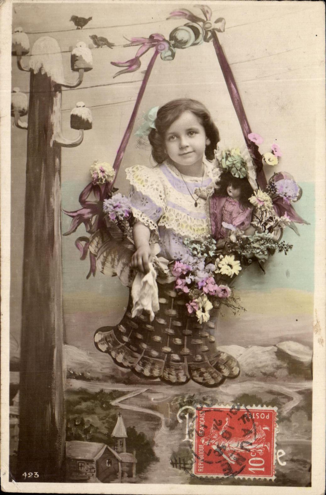CPA Bonne Annee Enfant Poupee