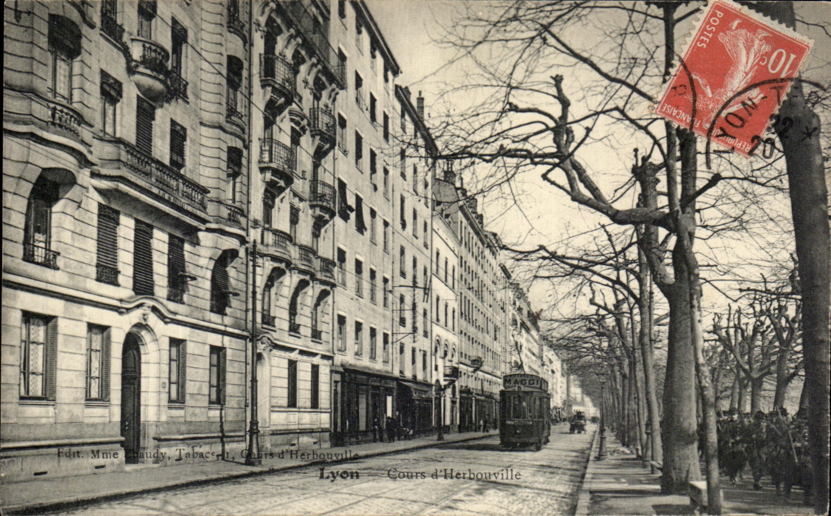 Cours d'Herbouville — Lyon — Édit. Mme Caudy, Tabacs, 1