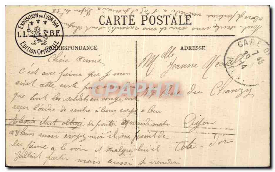 Pavillon de l'Exposition Coloniale 1914 — Algérie — Édition Officielle L.L. — Verso