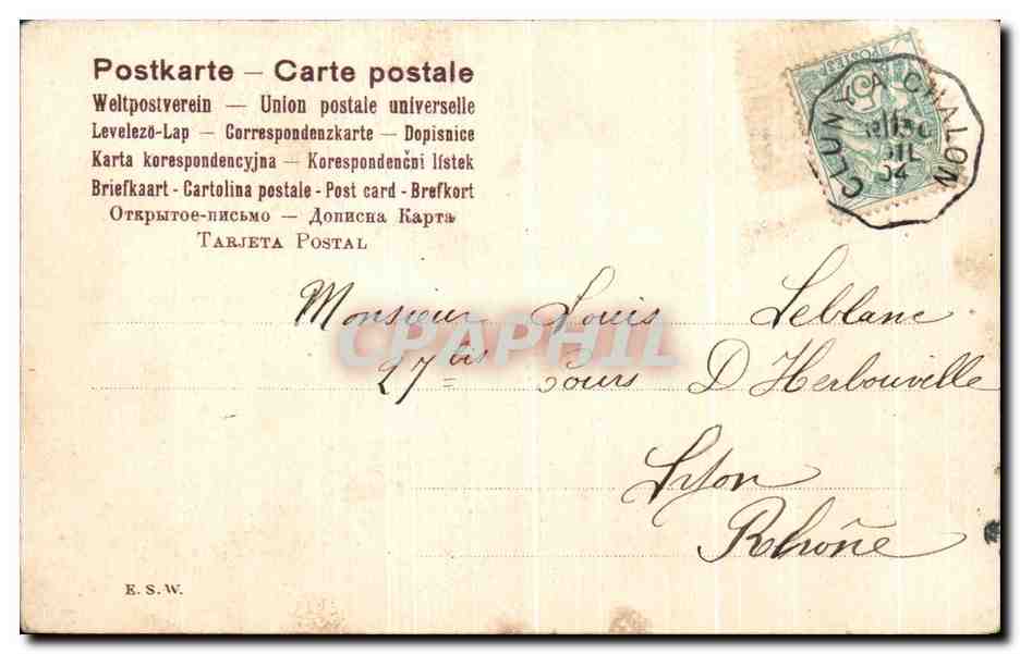 Garten-Szene — Paar in historischem Kleid — Verlag E.S.W. — Rückseite
