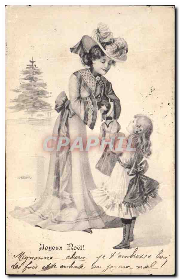 CPA Joyeux Noel Femme Enfant