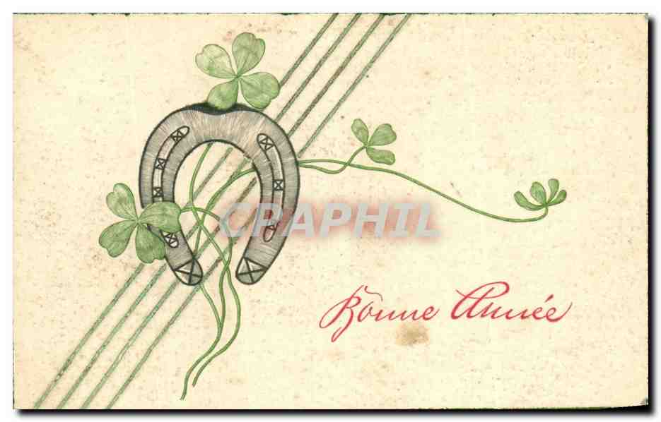 CPA Bonne Annee Trefle Fer a cheval