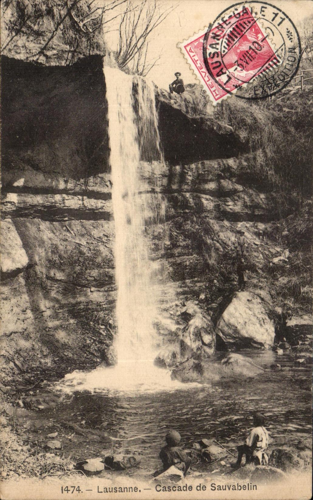 CPA Lausanne Cascade de Sauvabelin Enfants