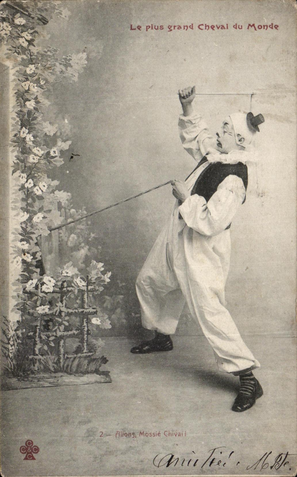 CPA Le Plus Grand Cheval du Monde Clown Cirque 