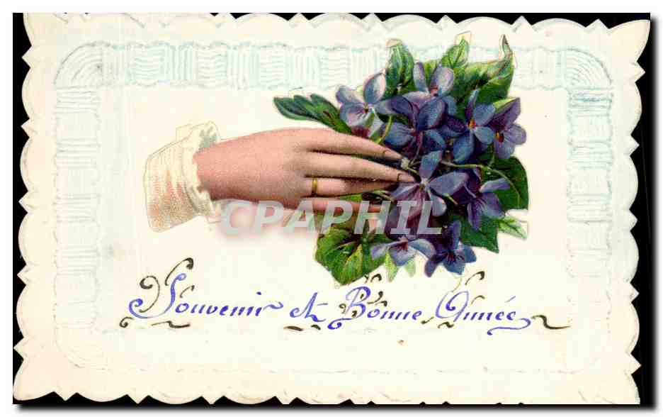 CPA Souvenir et Bonne Annee Fleurs Main 