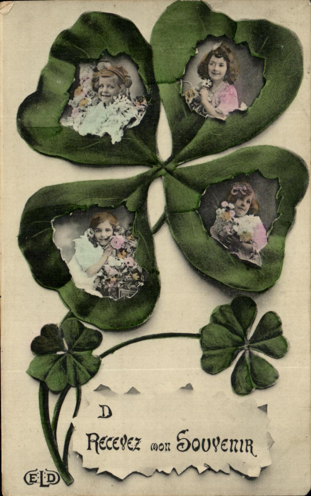 Fleurs de trèfle — quatre photos de jeunes filles — ELD, n° 354